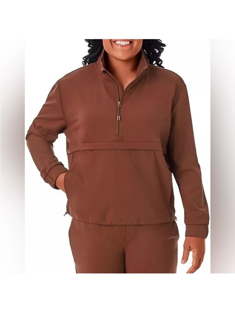 Brown Half-Zip Travel Pullover